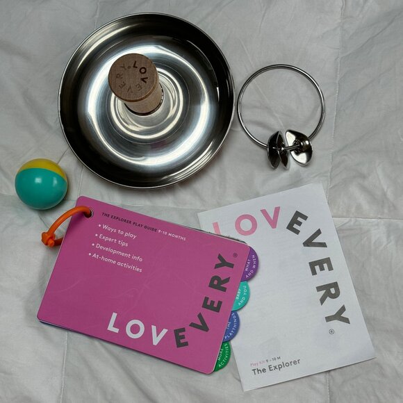 Lovevery Other - LOVEVERY stainless steel Tip & Turn w/ Rattle Ball  + Jingle Keys & play guide